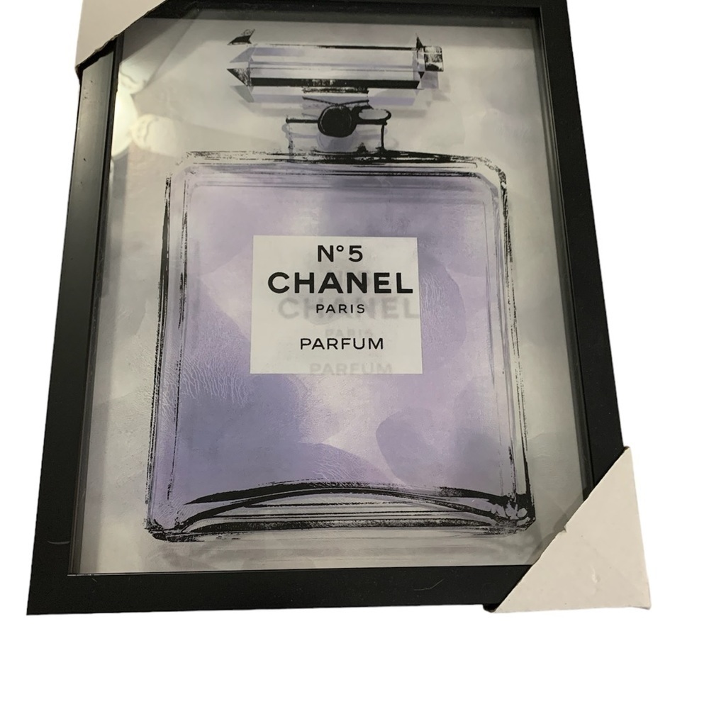 Chanel No 5 Framed Glass Art, Purple - NIP